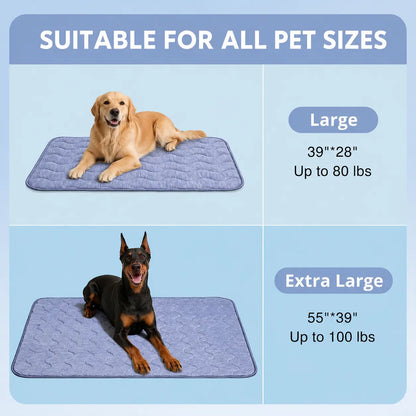 Large Dog Cooling Mat - Q-MAX > 0.45 Thick Durable and Washable Non-Slip Bed Mat for Summer Use, Gel-Free and Electric-Free Design, Fur-Friendly Crate Mat
