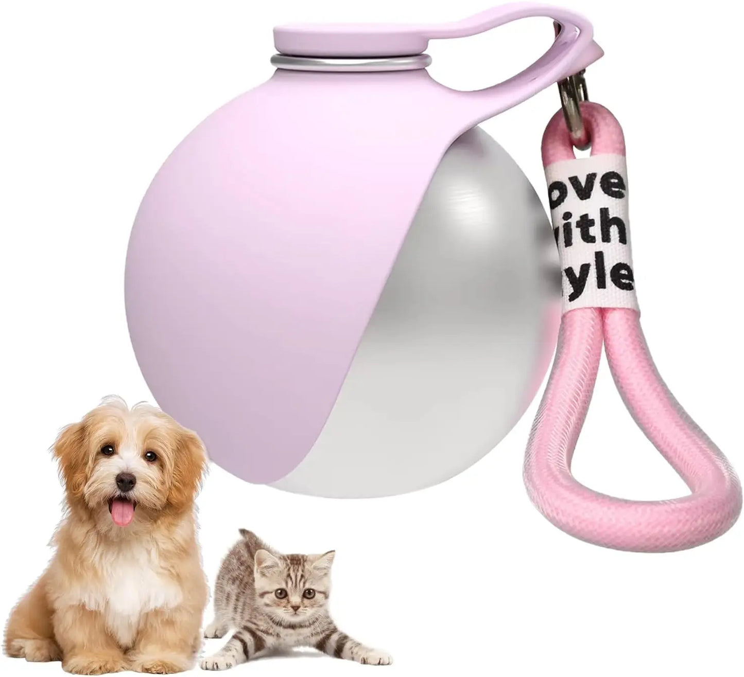 Portable 2-in-1 Dog Water Bottle with Foldable Silicone Bowl, 10oz Stainless Steel Leak-Proof Design for Outdoor Activities, Blue