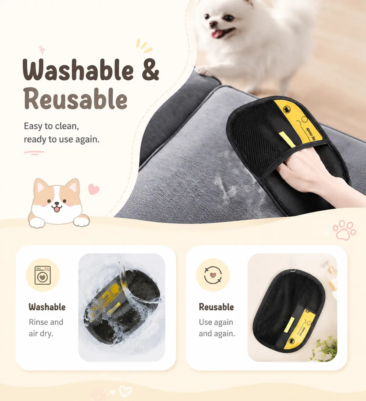 Enhanced Pet Hair Removal Gloves for Efficient Home Use, Precision Fit, and Rapid Hair Collection