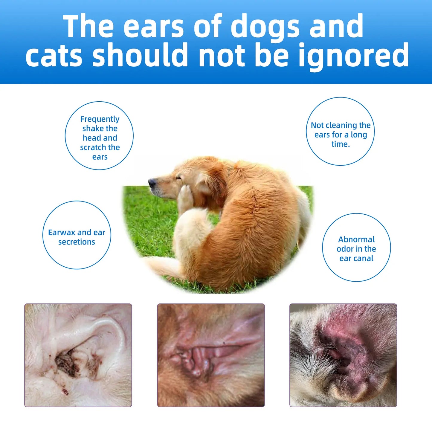Gentle Pet Ear Cleanser | Odor-Free Solution for Dogs and Cats
