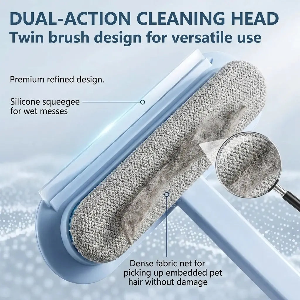 4-in-1 Ergonomic Pet Fur Removal Tool with Adjustable Handle for Furniture, Carpets, and Lint Cleaning, Reusable and Washable