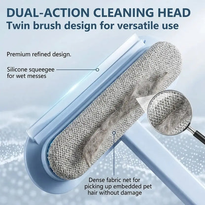 4-in-1 Ergonomic Pet Fur Removal Tool with Adjustable Handle for Furniture, Carpets, and Lint Cleaning, Reusable and Washable