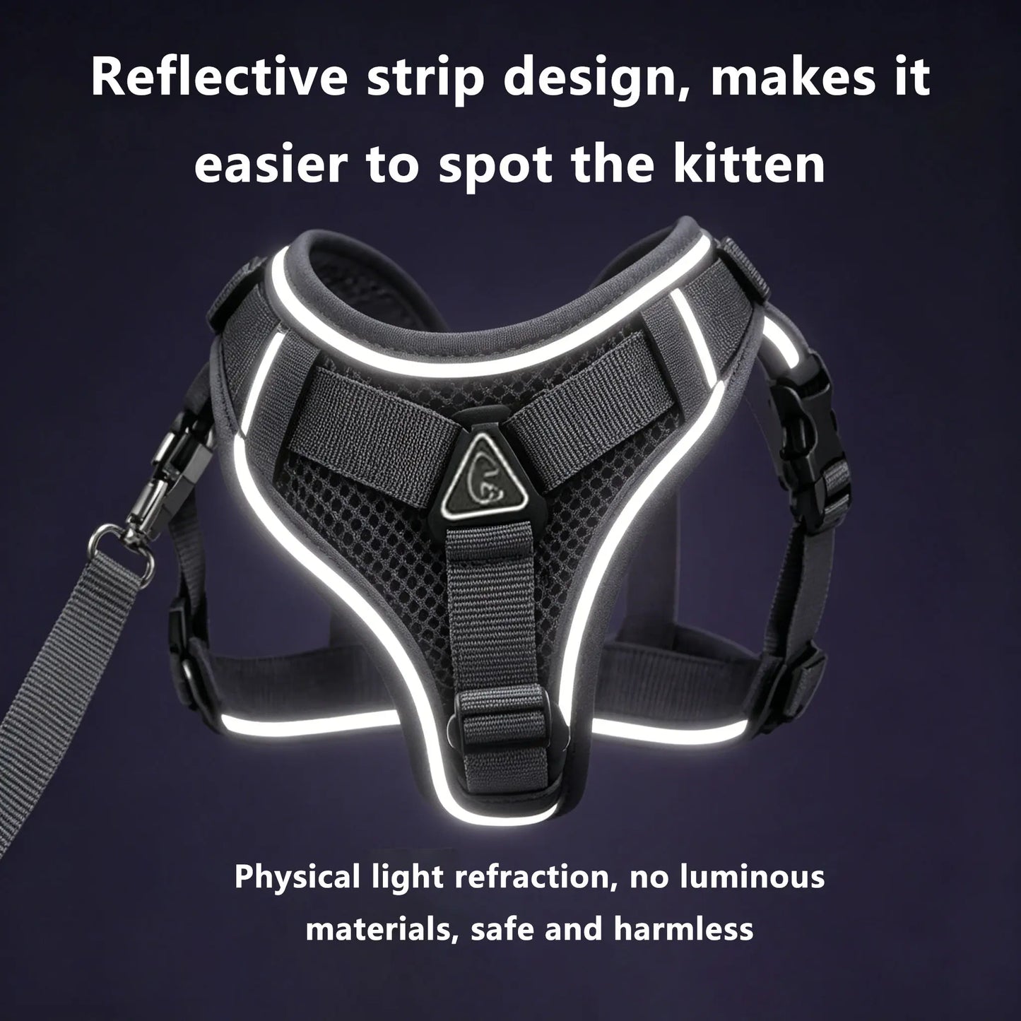 Escape-Proof Adjustable Cat Leash and Collar Set with Reflective Soft Mesh Vest and Summer Version for Comfortable, Breathable, and Moisture-Wicking Walking
