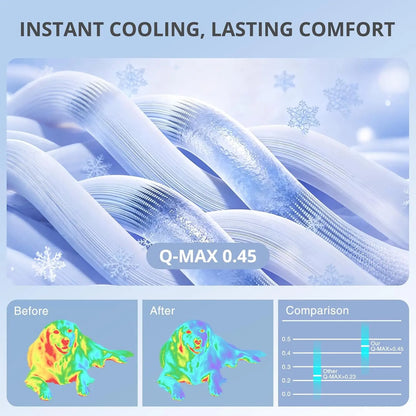 Large Dog Cooling Mat - Q-MAX > 0.45 Thick Durable and Washable Non-Slip Bed Mat for Summer Use, Gel-Free and Electric-Free Design, Fur-Friendly Crate Mat