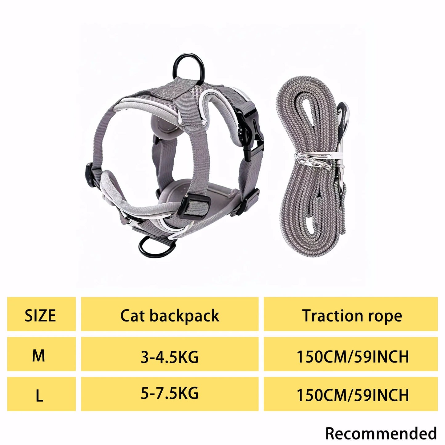 Escape-Proof Adjustable Cat Leash and Collar Set with Reflective Soft Mesh Vest and Summer Version for Comfortable, Breathable, and Moisture-Wicking Walking
