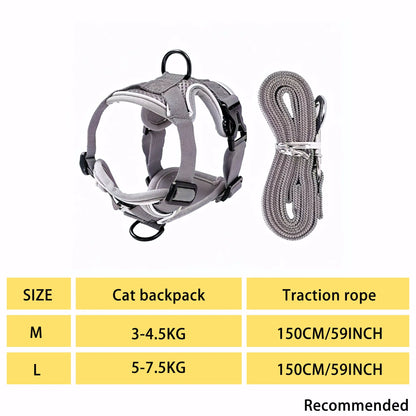 Escape-Proof Adjustable Cat Leash and Collar Set with Reflective Soft Mesh Vest and Summer Version for Comfortable, Breathable, and Moisture-Wicking Walking