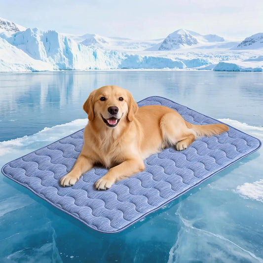 Large Dog Cooling Mat - Q-MAX > 0.45 Thick Durable and Washable Non-Slip Bed Mat for Summer Use, Gel-Free and Electric-Free Design, Fur-Friendly Crate Mat