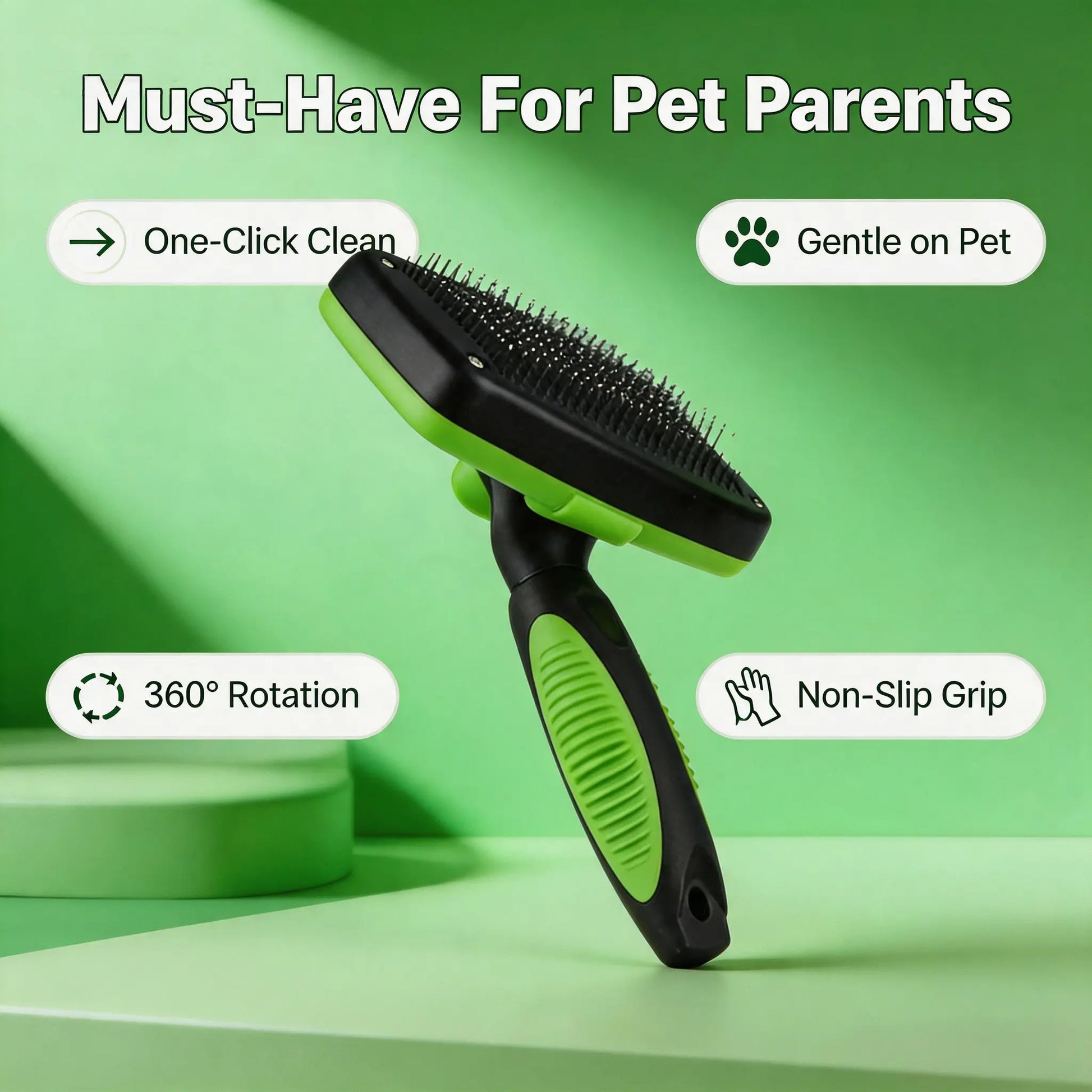 Self-Cleaning Pet Slicker Brush with One-Click Fur Release - Ergonomic De-Shedding Tool for Dogs and Cats with Detachable Grooming Combs