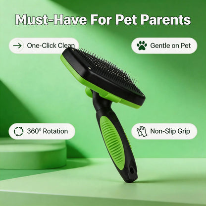 Self-Cleaning Pet Slicker Brush with One-Click Fur Release - Ergonomic De-Shedding Tool for Dogs and Cats with Detachable Grooming Combs