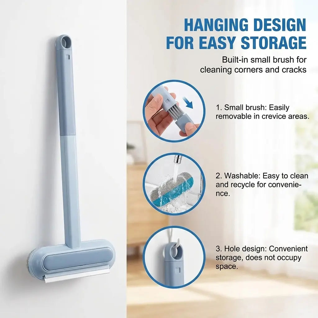 4-in-1 Ergonomic Pet Fur Removal Tool with Adjustable Handle for Furniture, Carpets, and Lint Cleaning, Reusable and Washable