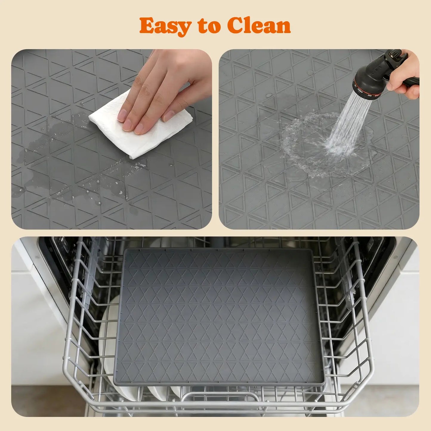 Pawtners Large Silicone Dog Food Mat Set - Waterproof Non-Slip Feeding Mats with Raised Edges for Dogs and Cats, Easy to Clean, 34 x 22 Inches, Gray