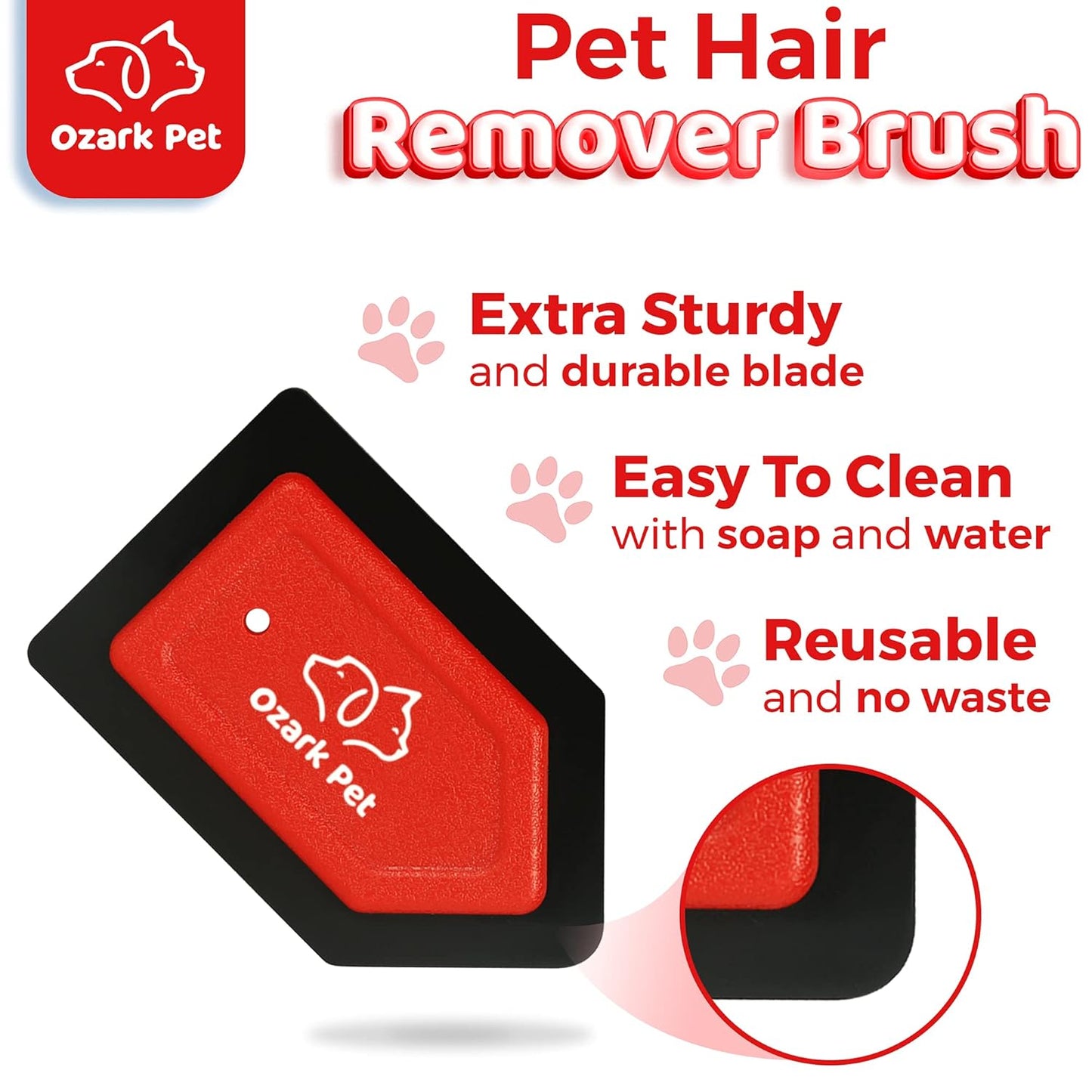 Pet Hair Remover, Dog Hair Remover Detailer & Glove - with Edge Sweeping, Avoid Scratching, Remover Kit for Couch, Car, Comforter, Essential Tool for Clean House