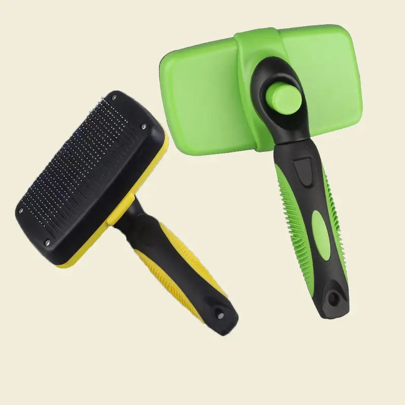 Self-Cleaning Pet Slicker Brush with One-Click Fur Release - Ergonomic De-Shedding Tool for Dogs and Cats with Detachable Grooming Combs