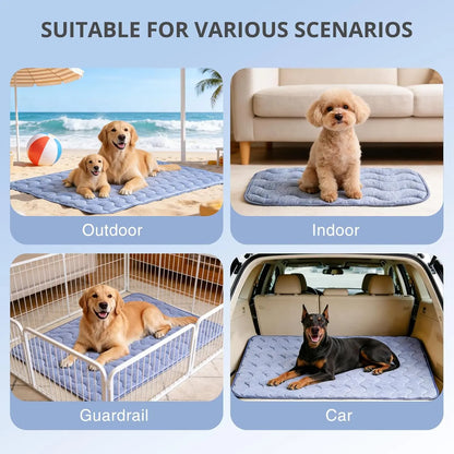 Large Dog Cooling Mat - Q-MAX > 0.45 Thick Durable and Washable Non-Slip Bed Mat for Summer Use, Gel-Free and Electric-Free Design, Fur-Friendly Crate Mat