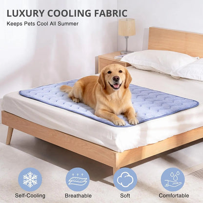 Large Dog Cooling Mat - Q-MAX > 0.45 Thick Durable and Washable Non-Slip Bed Mat for Summer Use, Gel-Free and Electric-Free Design, Fur-Friendly Crate Mat